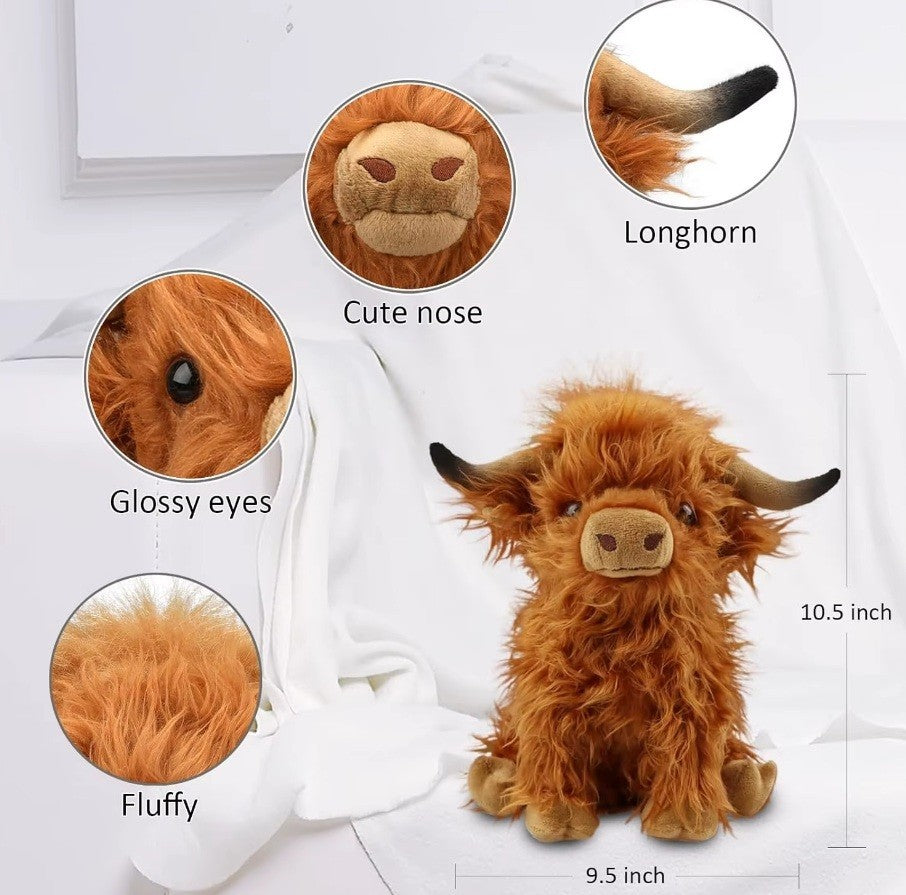 Clever Highland  Soft Cow Coo Cuddly Toy Plush Stuffed Scottish Scotland Gift UK