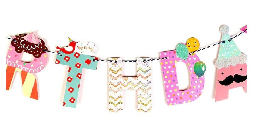 Happy Birthday Bunting Banner Party Hanging Letters Party Decoration Garland Fun