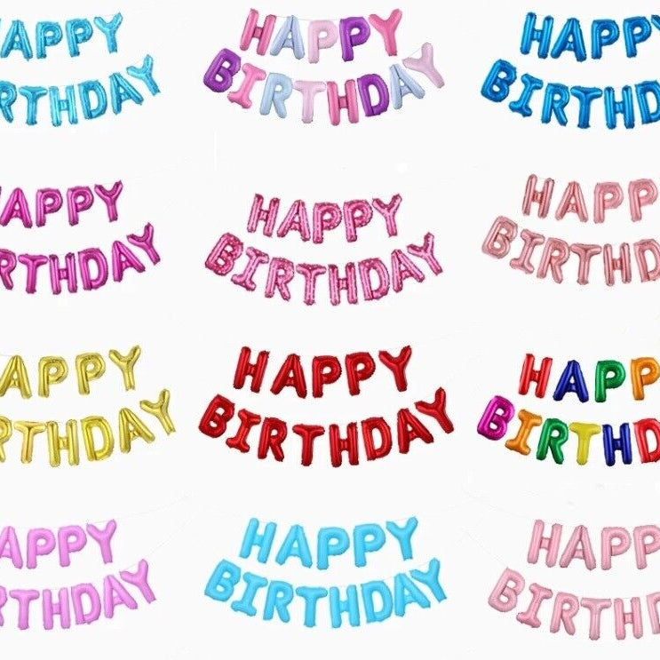 Happy Birthday Balloons 16 inch Birthday Foil Banner Hanging Letter Party Fun