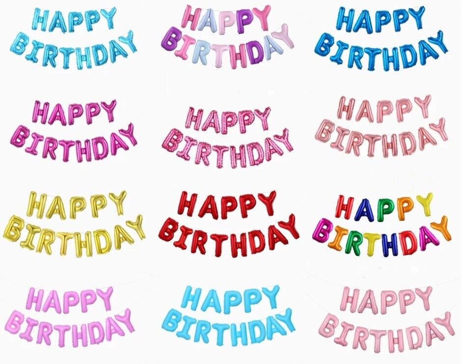Happy Birthday Balloons 16 inch Birthday Foil Banner Hanging Letter Party Fun