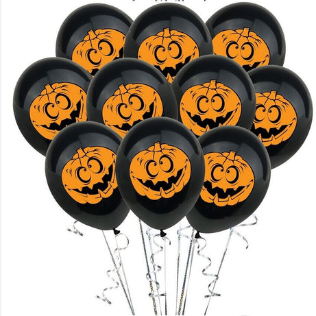 Halloween Balloons set of 10 Latex 12"  Spooky Decorations Pumpkin Party Fun