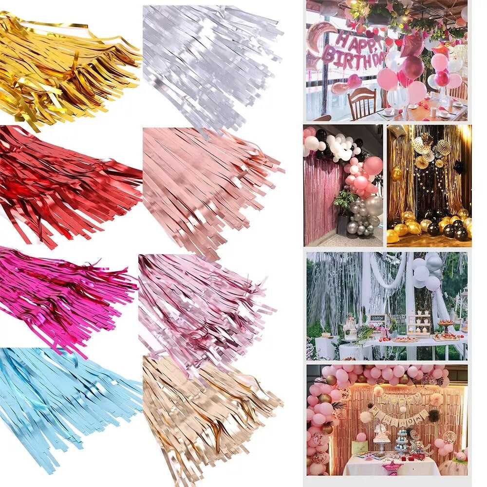 Curtain 2M Birthday Party Wedding Decoration Glossy Fringe Tinsel Foil Door