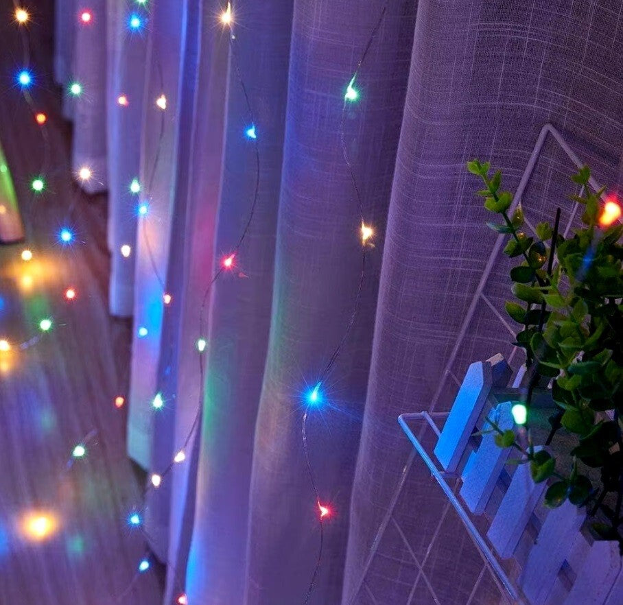 USB LED Window Curtain Fairy String Garden Lights Remote Copper Wire 3M XMAS UK