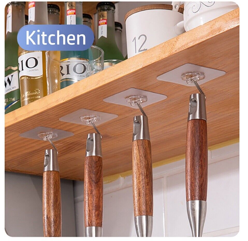 1-100 Coat Hooks Adhesive Strong Sticky Heavy Duty Wall Seamless Transparent