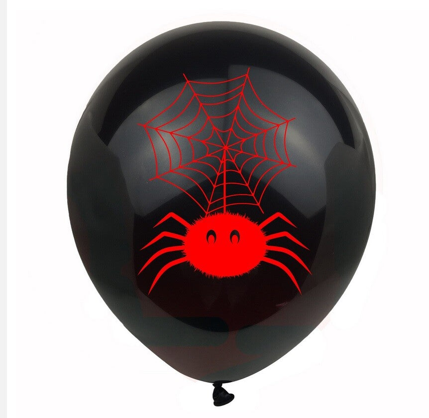Halloween Balloons x 10 Black Orange Spooky Decorations Cobweb Pumpkin Party Fun